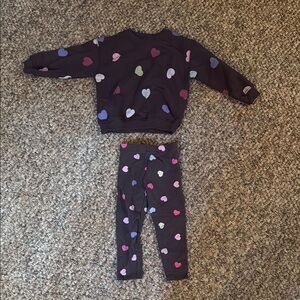 Zara Kids Heart Print Matching Set - Black, Pink, Blue, Green